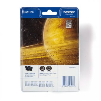 Brother LC1100BKBP2 - Pack de 2 - noir - original - blister - cartouche d'encre - pour Brother DCP-185, 395, 585, 6690, J715, MFC-490, 5490, 790, 795, 990, J615, Justio MFC-5890 