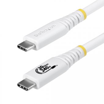 StarTech.com - Câble USB - USB-C (M) pour USB-C (M) - USB4 / Thunderbolt 3 / Thunderbolt 4 / DisplayPort 1.4 - 2 m - support 4K 120 Hz, robuste, gamme de puissance étendue (EPR), support pour Power Delivery 3,1, flexible - blanc 