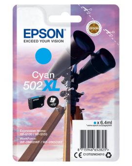 Epson 502XL - 6.4 ml - haute capacité - cyan - original - blister - cartouche d'encre - pour Expression Home XP-5100, 5105, 5150, 5155, WorkForce WF-2860, 2865, 2880, 2885 