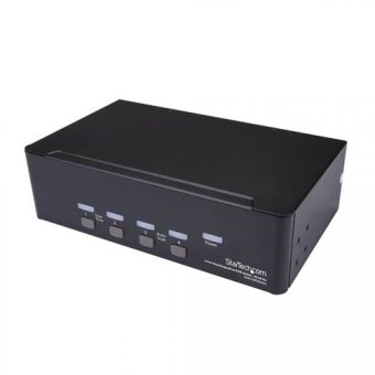 StarTech.com Switch KVM double affichage DisplayPort 4K 60 Hz à 4 ports avec hub USB 2.0 intégré - Commutateur écran-clavier-souris/audio/USB - 4 x KVM / audio / USB - 1 utilisateur local - de bureau, Montable sur rack 