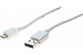 Cordon USB 2.0 type A / micro B blanc - 1,8m 