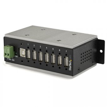 StarTech.com Multiprise USB 2.0 industrielle à 7 ports avec protection électrostatique (ESD) 15 kV (HB20A7AME) - Concentrateur (hub) - 7 x USB 2.0 - Montage sur rail DIN - Tension CC - Conformité TAA - pour P/N: ITB20D3250 