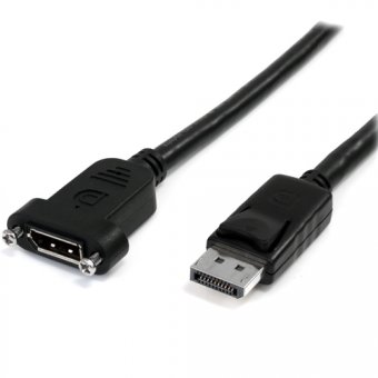 StarTech.com 3 ft / 91 cm 20 pin DP DisplayPort Extension Panel Mount Cable - DisplayPort to DisplayPort - Male to Female (DPPNLFM3PW) - Câble DisplayPort - DisplayPort (M) pour DisplayPort (F) - 91 cm - verrouillé, moulé - noir 