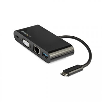StarTech.com Adaptateur multiport USB-C pour ordinateur portable - VGA, USB 3.0, GbE et Power Delivery 60W - Hub USB-C pour PC portable - Station d'accueil - USB-C - VGA - 1GbE 