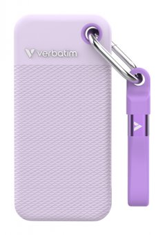 Verbatim Pocket - Color Edition - SSD - 2 To - porte-clé avec attachement à câble - externe (portable) - M.2 - USB 3.2 Gen 2 (USB-C connecteur) - violet 