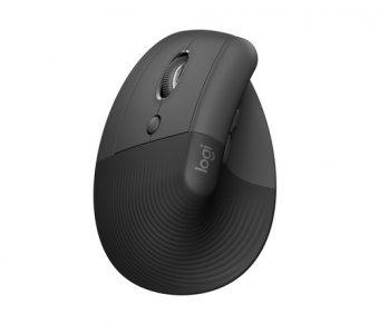 Logitech Lift Vertical Ergonomic Mouse - Souris verticale - ergonomique - pour gauchers - optique - 6 boutons - sans fil - Bluetooth, 2.4 GHz - récepteur USB Logitech Logi Bolt - graphite 
