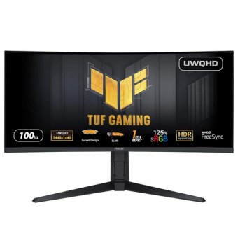 ASUS TUF Gaming VG34VQEL1A - Écran LED - jeux - incurvé - 34" - 3440 x 1440 UWQHD @ 100 Hz - VA - 300 cd/m² - 3000:1 - HDR10 - 1 ms - 2xHDMI, DisplayPort - haut-parleurs - noir 