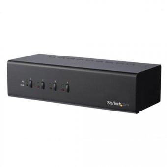 StarTech.com Commutateur écran clavier souris USB à double affichage DVI - Switch KVM pour écran PC à 4 ports avec hub USB 3.0 intégré - Commutateur écran-clavier-souris/audio/USB - 4 x KVM / audio / USB - Conformité TAA 