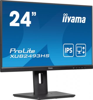 iiyama ProLite XUB2493HS-B6 - Écran LED - 24" (23.8" visualisable) - 1920 x 1080 Full HD (1080p) @ 100 Hz - IPS - 250 cd/m² - 1300:1 - 0.5 ms - HDMI, DisplayPort - haut-parleurs - noir, mat 