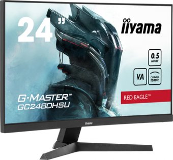 iiyama G-MASTER Red Eagle GC2480HSU-B1 - Écran LED - jeux - incurvé - 24" (23.6" visualisable) - 1920 x 1080 Full HD (1080p) @ 180 Hz - VA - 300 cd/m² - 3000:1 - 0.5 ms - 2xHDMI, DisplayPort - haut-parleurs - noir, mat 