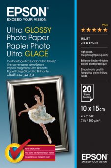 Epson Ultra Glossy Photo Paper - papier photo - brillant - 20 feuille(s) - 100 x 150 mm 