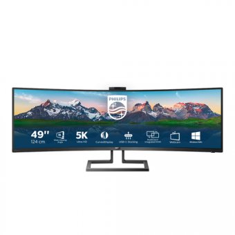 Philips Brilliance P-line 499P9H - Écran LED - incurvé - 49" (48.8" visualisable) - 5120 x 1440 Dual Quad HD @ 60 Hz - VA - 450 cd/m² - 3000:1 - DisplayHDR 400 - 5 ms - 2xHDMI, DisplayPort, USB-C - haut-parleurs - noir texturé 