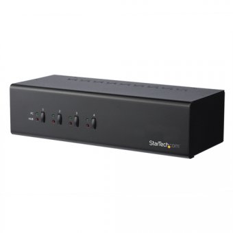 StarTech.com KVM switch écran clavier souris USB à 4 ports Dual-Link DVI avec hub USB 3.0 - Commutateur KVM DVI conforme aux exigences TAA - Commutateur écran-clavier-souris/audio/USB - de bureau - Conformité TAA 