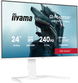 iiyama G-MASTER Red Eagle GB2471HSU-W1 - Écran LED - jeux - 24" (23.8" visualisable) - 1920 x 1080 Full HD (1080p) @ 240 Hz - Fast IPS - 350 cd/m² - 1000:1 - HDR10 - 0.3 ms - 2xHDMI, DisplayPort - haut-parleurs - mat, blanc 