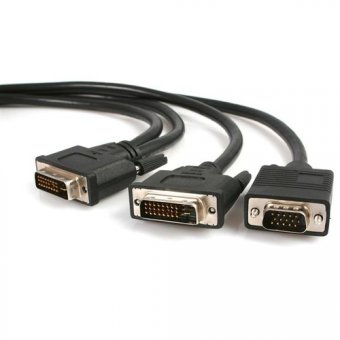 StarTech.com Câble répartiteur en Y DVI-I (M) vers DVI-D (M) et VGA (M) de 1,8m - Splitter vidéo DVI vers DVI / HD15 - Noir - Répartiteur DVI - DVI-I (M) pour HD-15 (VGA), DVI-D (M) - 1.8 m - vis moletées - noir 