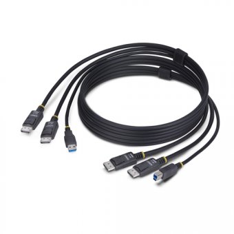 StarTech.com 6ft (1.8m) Dual-DisplayPort and USB 5Gbps KVM Cable - Câble clavier / vidéo / souris (KVM) - USB type A, DisplayPort (M) pour USB Type B, DisplayPort (M) - 1.83 m - support pour 4K60Hz, prise en charge de HDR10 - noir 