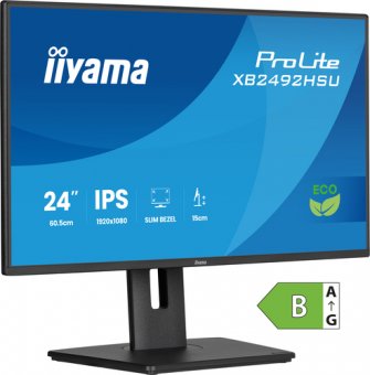iiyama ProLite XB2492HSU-B1 - Écran LED - 24" (23.8" visualisable) - 1920 x 1080 Full HD (1080p) @ 120 Hz - IPS - 300 cd/m² - 1500:1 - 3 ms - HDMI, DisplayPort - haut-parleurs - noir, mat 