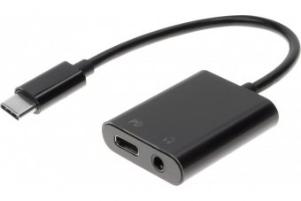 Adaptateur USB Type-C vers prise casque stéréo 3.5 mm avec alimentation 