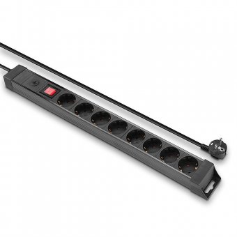 Lindy Multiprise 8 prises Schuko avec interrupteur, noir 