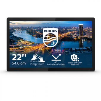 Philips B Line 222B1TFL - Écran LED - 22" (21.5" visualisable) - écran tactile - 1920 x 1080 Full HD (1080p) @ 75 Hz - IPS - 400 cd/m² - 1000:1 - 4 ms - HDMI, DVI-D, VGA, DisplayPort - texture noire 