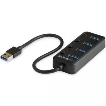 StarTech.com Hub USB 3.0 à 4 ports avec interrupteurs marche/arrêt pour chaque port USB - Multiprise USB 3.0 vers 4x USB-A (HB30A4AIB) - Concentrateur (hub) - 4 x USB 3.1 Gen 1 - de bureau - pour P/N: HB30C4AIB 