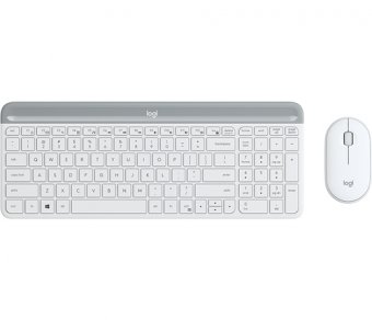 Logitech Slim Wireless Combo MK470 - Ensemble clavier et souris - sans fil - 2.4 GHz - QWERTY - R.-U. - blanc cassé 