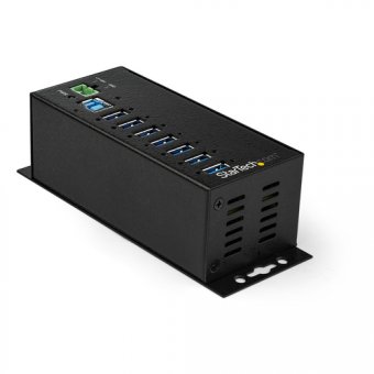 Ce hub USB 3.0 industriel 7 ports conforme aux exigences TAA vous offre l"évolutivité et la flexibilité d"alimentation dont vous avez besoin dans les environnements industriels difficiles, les laboratoires de réparation et de production, les salles de c 