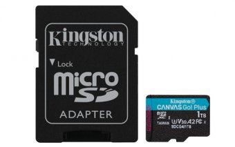 Kingston Canvas Go! Plus - Carte mémoire flash (adaptateur microSDXC vers SD inclus(e)) - 1 To - A2 / Video Class V30 / UHS-I U3 / Class10 - microSDXC UHS-I 