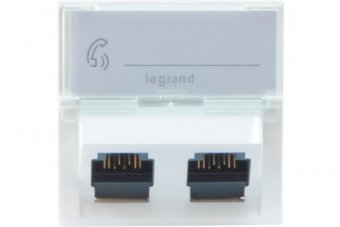 LEGRAND Plastron Mosaic 45x45 incliné 45° 2 ports RJ45 CAT 6 STP 