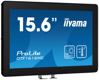 iiyama ProLite OTF1616MC-B1 - Écran LED - 15.6" - cadre ouvert - écran tactile - 1920 x 1080 Full HD (1080p) @ 60 Hz - VA - 1100 cd/m² - 800:1 - 25 ms - HDMI, VGA, DisplayPort - noir 