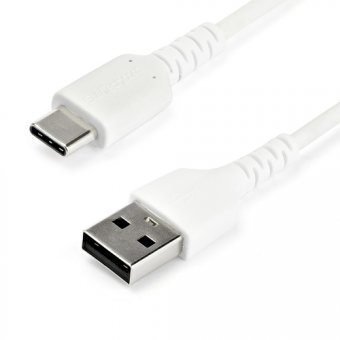StarTech Câble de Chargement 2m USB A vers USB C - Cordon USB 2.0 vers USB-C à Charge/Synchronisation Rapides - Gaine TPE en Fibre Aramide M/M 3A Blanc - Samsung S10/iPad Pro/Pixel (RUSB2AC2MW) - Câble USB - USB (M) droit pour USB-C (M) droit - Thunderbol 
