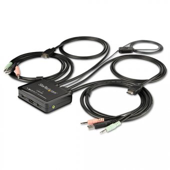 Grâce au câble commutateur KVM à 2 ports HDMI 4K à 60 Hz SV211HDUA4K avec contrôle de commutation audio et à distance, vous pouvez contrôler deux ordinateurs HDMI équipés d"un port USB avec un seul écran, un clavier, une souris et un jeu de périphériques 