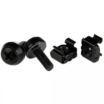 StarTech.com Pack de 50 Écrous et Vis 10-32 pour Cage de Rack de Serveur avec Rondelles - Kit de Matériel de Montage en Rack - Écrous et Boulons Captifs pour Trous Carrés - Noir - TAA - Kit de vis pour rack - noir - GSA gouvernemental, gouvernement fédéra 