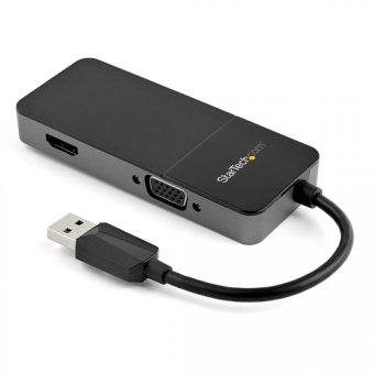 StarTech.com Adaptateur USB 3.0 vers HDMI VGA 1080p - Convertisseur 4K - Adaptateur vidéo - USB type A mâle pour HD-15 (VGA), HDMI femelle - noir, argent 