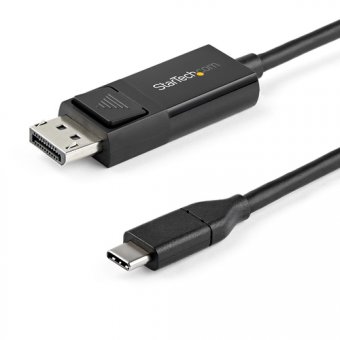 StarTech Câble USB Type-C vers DisplayPort 1.2 (bidirectionnel) - 2 m - Câble DisplayPort - USB-C (M) pour DisplayPort (M) - USB 3.1 / Thunderbolt 3 / DisplayPort 1.2 - 2 m - support 4K, actif - noir 