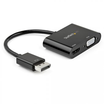 Startech Adaptateur DP/HDMI 4K 60Hz VGA - Multiport Actif Écran M/F - Adaptateur vidéo - DisplayPort mâle pour HD-15 (VGA), HDMI femelle - 23.2 cm - noir - support 4K 