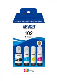 Epson 102 Multipack - Pack de 4 - noir, jaune, cyan, magenta - original - cartouche d'encre - pour EcoTank ET-15000, 2750, 2751, 2756, 2850, 2851, 2856, 3850, 4750, 4850, 4856 
