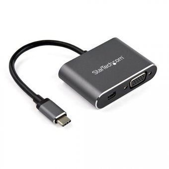 StarTech CDP2MDPVGA Adaptateur multiport USB-C vers Mini DisplayPort ou VGA - Adaptateur vidéo 2-en-1 - 4K 60 Hz - Aluminum - Adaptateur vidéo - USB-C (M) pour HD-15 (VGA), Mini DisplayPort (F) - DisplayPort 1.2 - 15.24 m - support 4K - gris sidéral 
