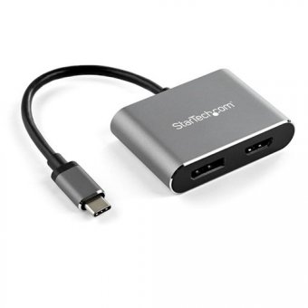 Startech CDP2DPHD Adaptateur multiport USB-C vers DisplayPort ou HDMI - 4K 60 Hz - Convertisseur 2-en-1 USB Type-C à DP HDMI - Adaptateur vidéo - USB-C mâle pour HDMI, DisplayPort femelle - 20.5 cm - gris sidéral - support 4K, actif 