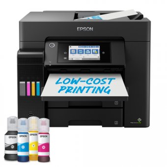 Epson EcoTank ET-5855 - Imprimante multifonctions - couleur - jet d'encre - ITS - A4/Legal (support) - jusqu'à 25 ppm (impression) - 550 feuilles - 33.6 Kbits/s - USB, LAN, Wi-Fi(ac) - noir 