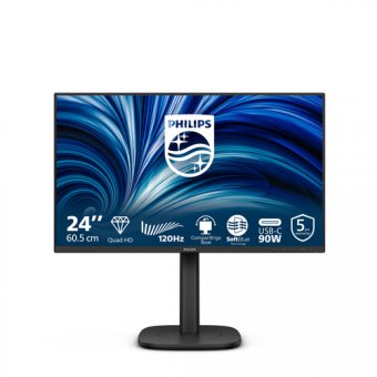 Philips 24B2U3601 - Écran LED - 24" (23.8" visualisable) - 2560 x 1440 QHD @ 120 Hz - IPS - 1500:1 - HDMI, DisplayPort, USB-C - haut-parleurs - noir 