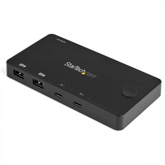 StarTech.com Switch KVM USB-C 2 Ports - Mini-commutateur 4K 60Hz HDMI UHD - Câbles Typec C inclus - Auto-alimenté - iPad Pro - Commutateur écran-clavier-souris/audio - 2 x KVM / audio - de bureau 