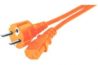 Cordon d alimentation PC CEE7 droit / C13 orange - 1,8 m 