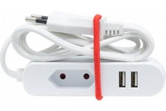 BLOC RALLONGE BIPOLAIRE 2 PORTS USB DE VOYAGE 