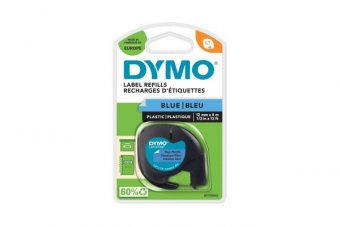 Ruban plastique dymo noir/bleu 12MM pour letratag 