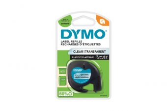 Ruban plastique dymo noir/transparent 12MM pour letratag 