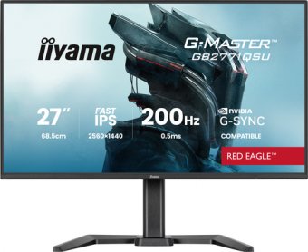 iiyama G-MASTER Red Eagle GB2771QSU-B1 - Écran LED - 27" - 2560 x 1440 QHD @ 200 Hz - IPS - 350 cd/m² - 1200:1 - 0.5 ms - HDMI, DisplayPort - haut-parleurs - noir, mat 