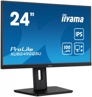 iiyama ProLite XUB2492QSU-B1 - Écran LED - 24" - 2560 x 1440 WQHD @ 100 Hz - IPS - 300 cd/m² - 1000:1 - 0.5 ms - HDMI, DisplayPort - haut-parleurs - noir, mat 