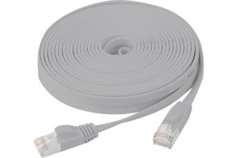 Cordon RJ45 plat catégorie 6 U/FTP snagless gris - 20 m 