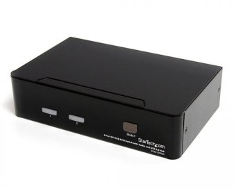 StarTech.com Switch KVM USB DVI à 2 ports - Commutateur écran clavier souris DVI avec audio et hub USB 2.0 - 1920x1200 - Commutateur écran-clavier-souris/audio/USB - 2 x KVM / audio / USB - 1 utilisateur local - de bureau - pour P/N: IM12D1500P, SVA12M2NE 